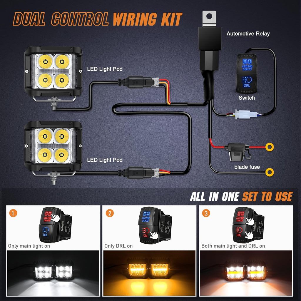 nilight 4 inch 26 w side shooter led on a desk or shelf
