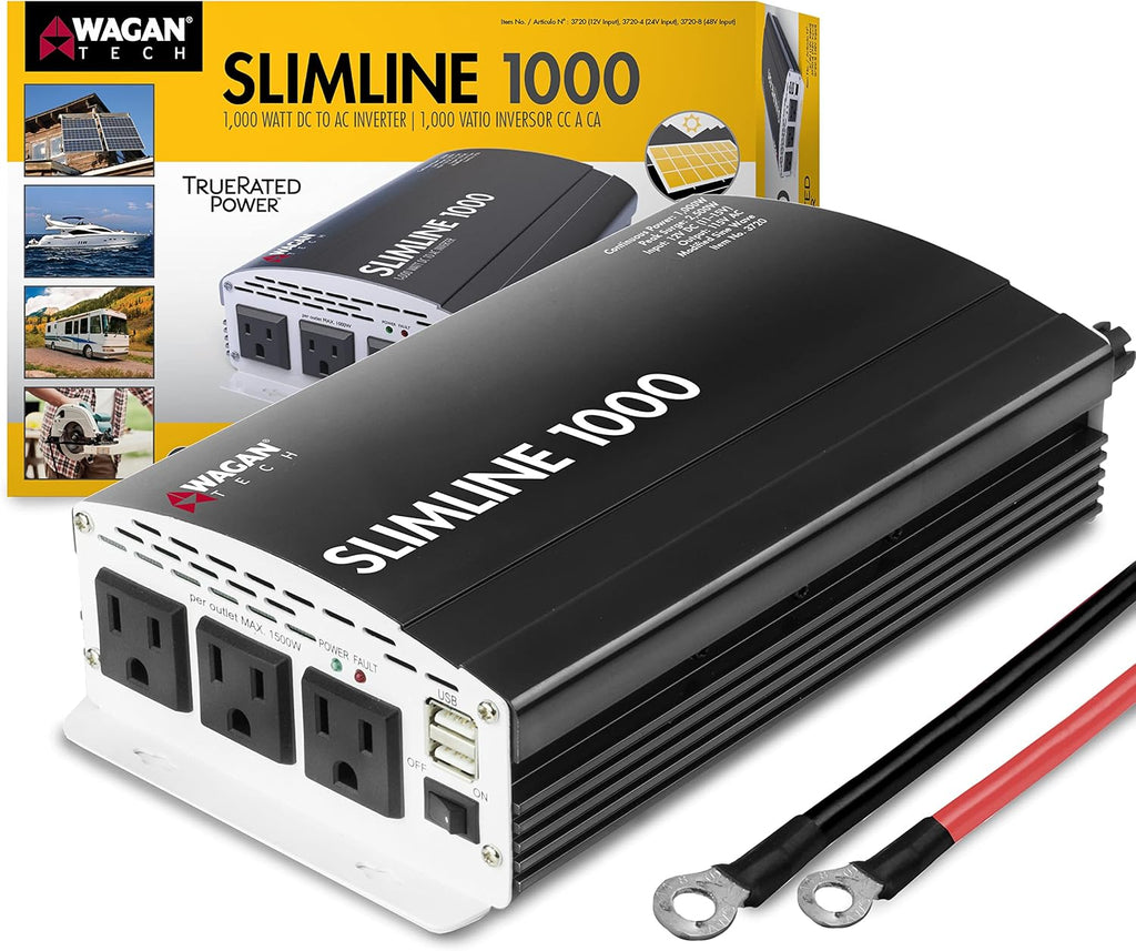 Wagan EL3720 1000W Slimline Plus AC to DC Power Inverter 1000 Watt TrueRated