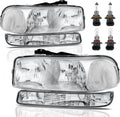 KUIPERAUTO Headlight Assembly Front Lamp Compatible with 1999-2006 GMC Sierra 1500 2500, 2000-2006 GMC Yukon Headlamp w/Bulb Chrome Housing/Clear Lens/Clear Corner