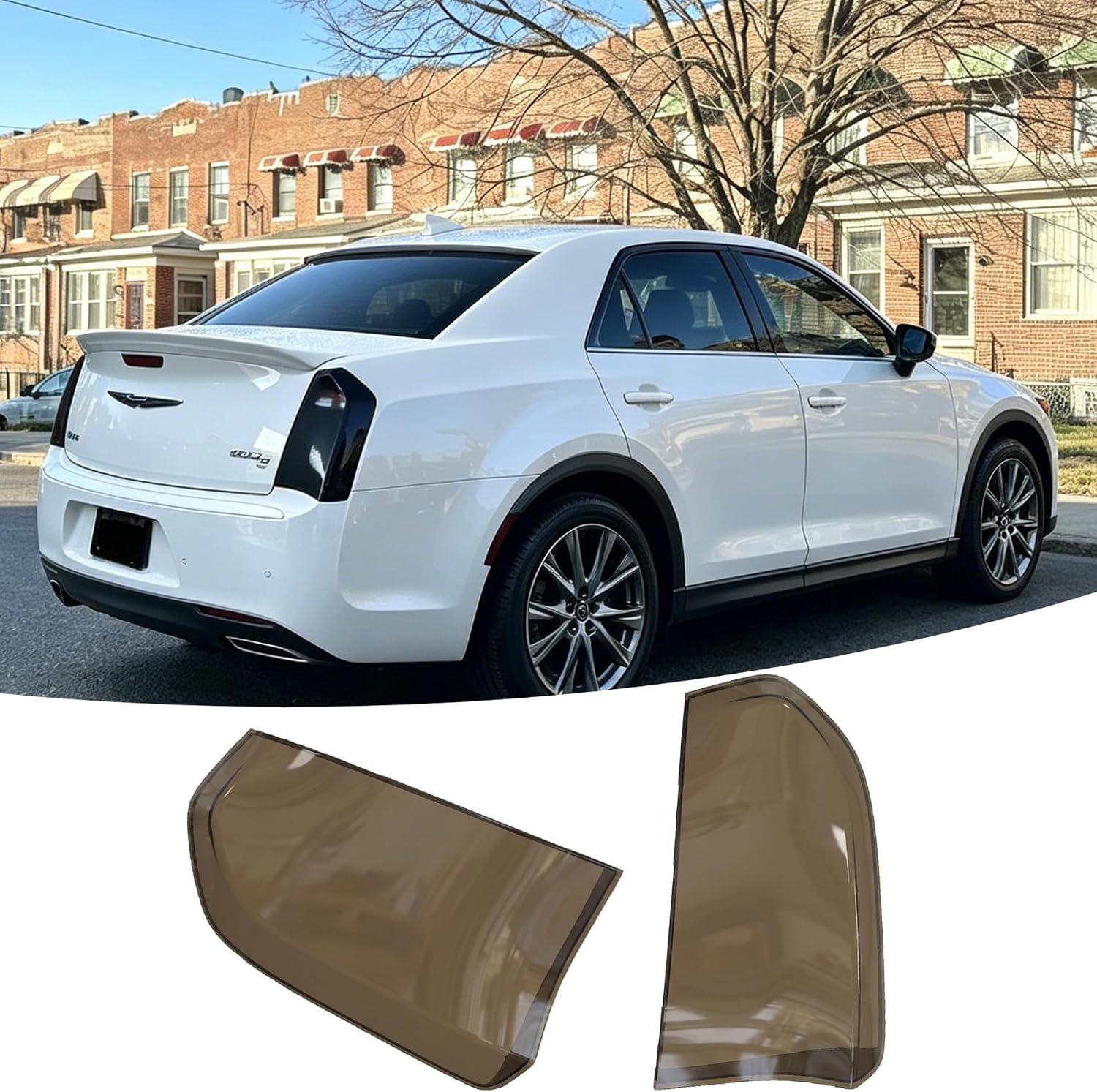 Tail Light Covers Guards Tint Fit For Chrysler 300 2015-2023 Accessories 300C/ 300S/ Touring/Limited/Base, Smoked Black Rear Light Protective Cover Guards Trim Set Exterior
