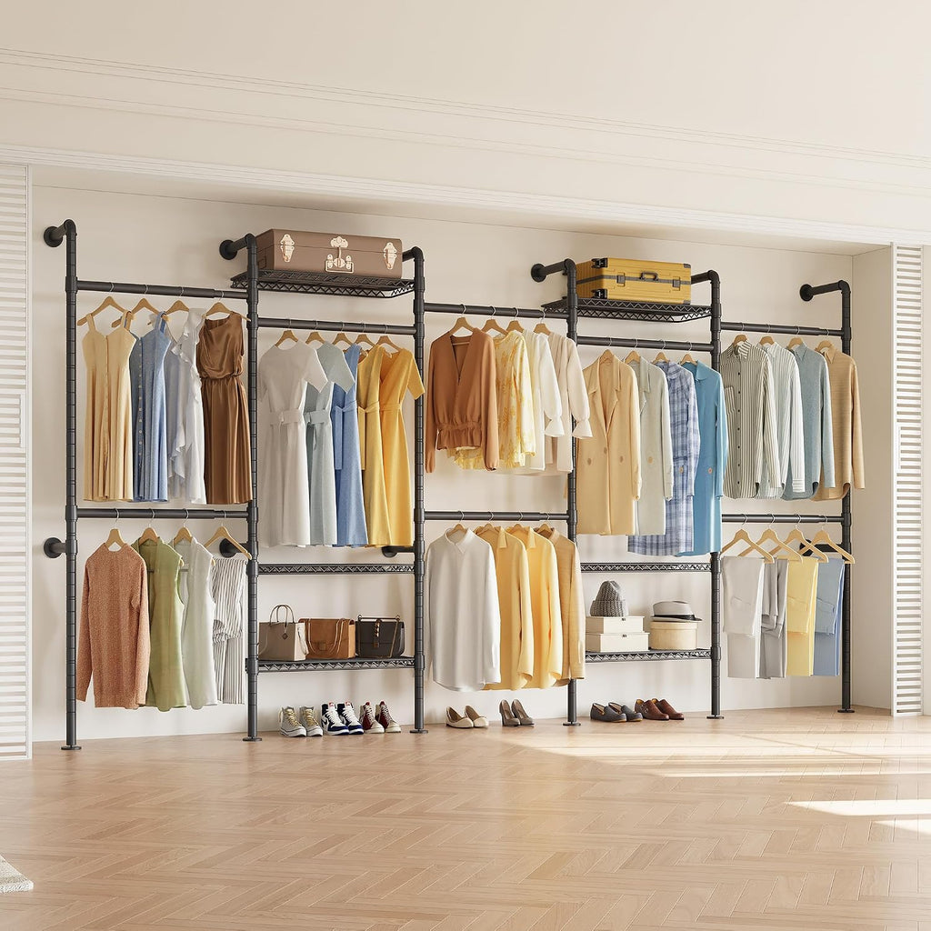 higeego w5 industrial pipe clothes rack, heavy duty, main product view