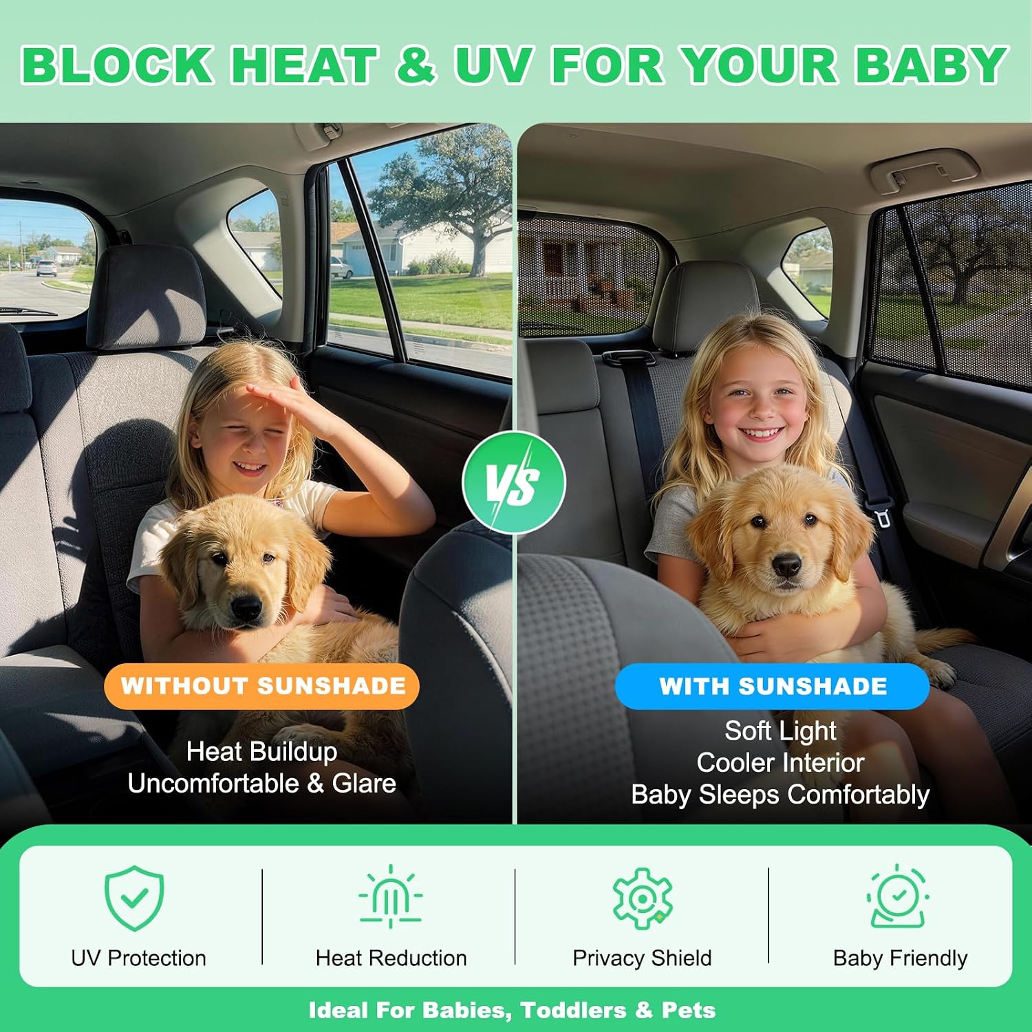 F150 Rear Window Shades 2015-2020, 3PCS Full Coverage Set | Custom Fit, Full Rear Window Coverage, Heat & UV Protection, Privacy & Ventilation
