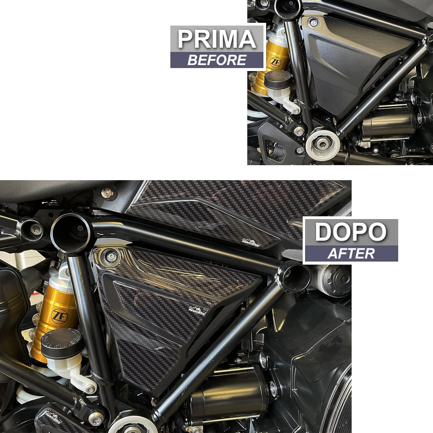 Resin Bike Motorcycle 3D Stickers Compatible with BMW R 1250 GS - GS Adventure 2021-2024. Air Box Side Protections from Impact and Scratches. Pair of Resin Stickers - Made in Italy
