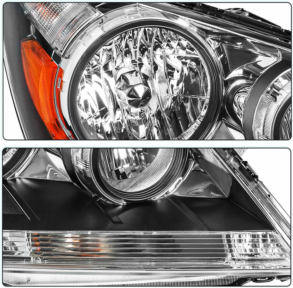 TUSDAR Headlight Assembly Pair w/Bulbs for 2005 2006 2007 2008 2009 2010 Honda Odyssey OE Style Halogen Type Headlamp (L+R)