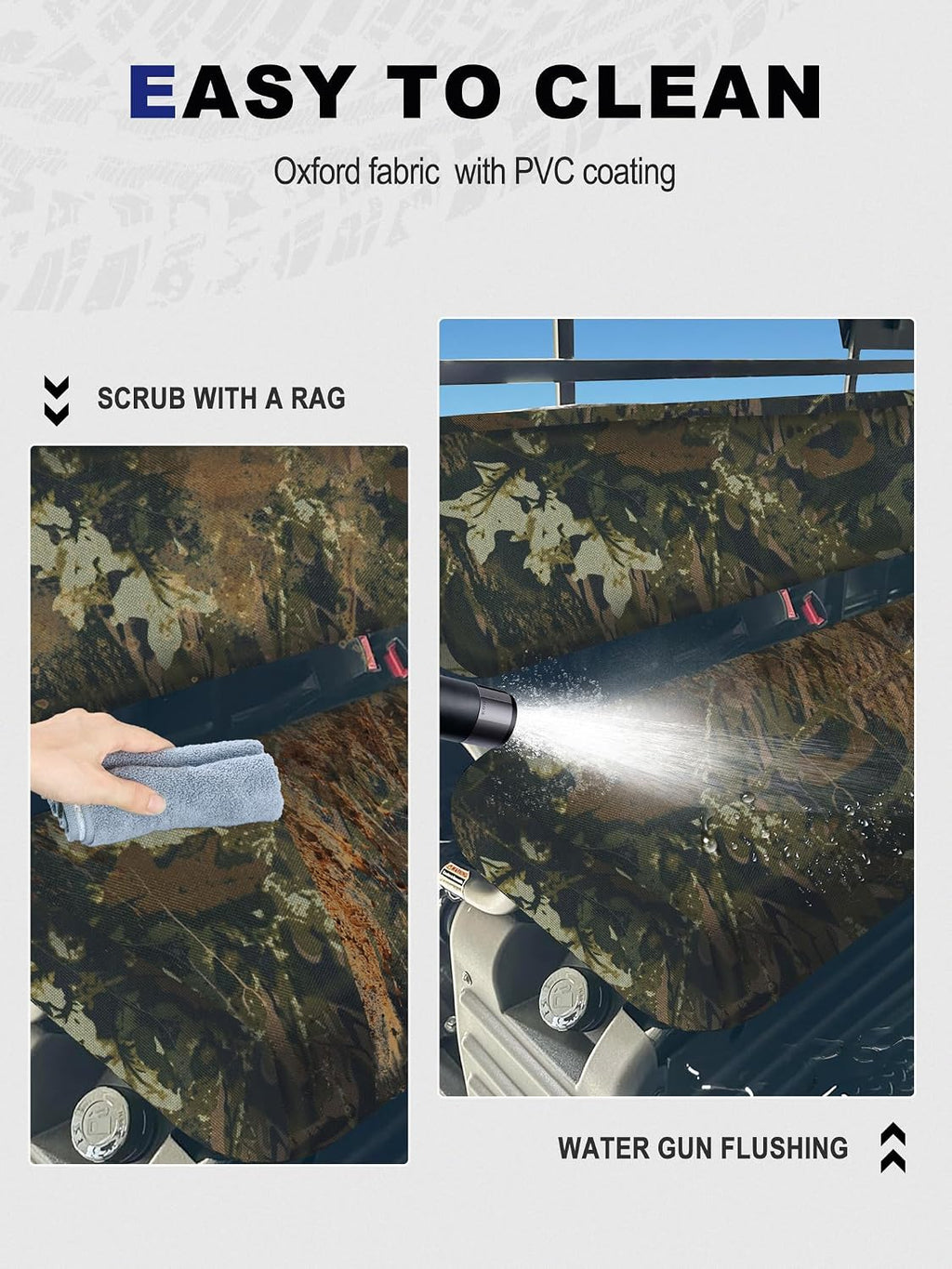 ZIDIYORUO Mule Bench Seat Cover Compatible with Kawasaki Mule 3000 3010 3020 4000 4010 (2001-2023 2025), Fabric Waterproof Anti-Scratch UTV Seat Cover Set for Mule Seat Accessories Parts（Camo）