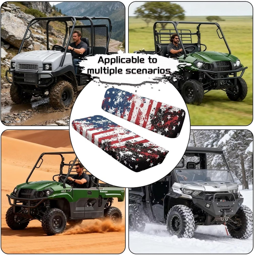 American Flag UTV Seat Cushion Covers Compatible with Kawasaki Mule 3000 3010 3020 Replacement UTV Seat Cover Set Patriotic Bench Seats Cover Easy to Install