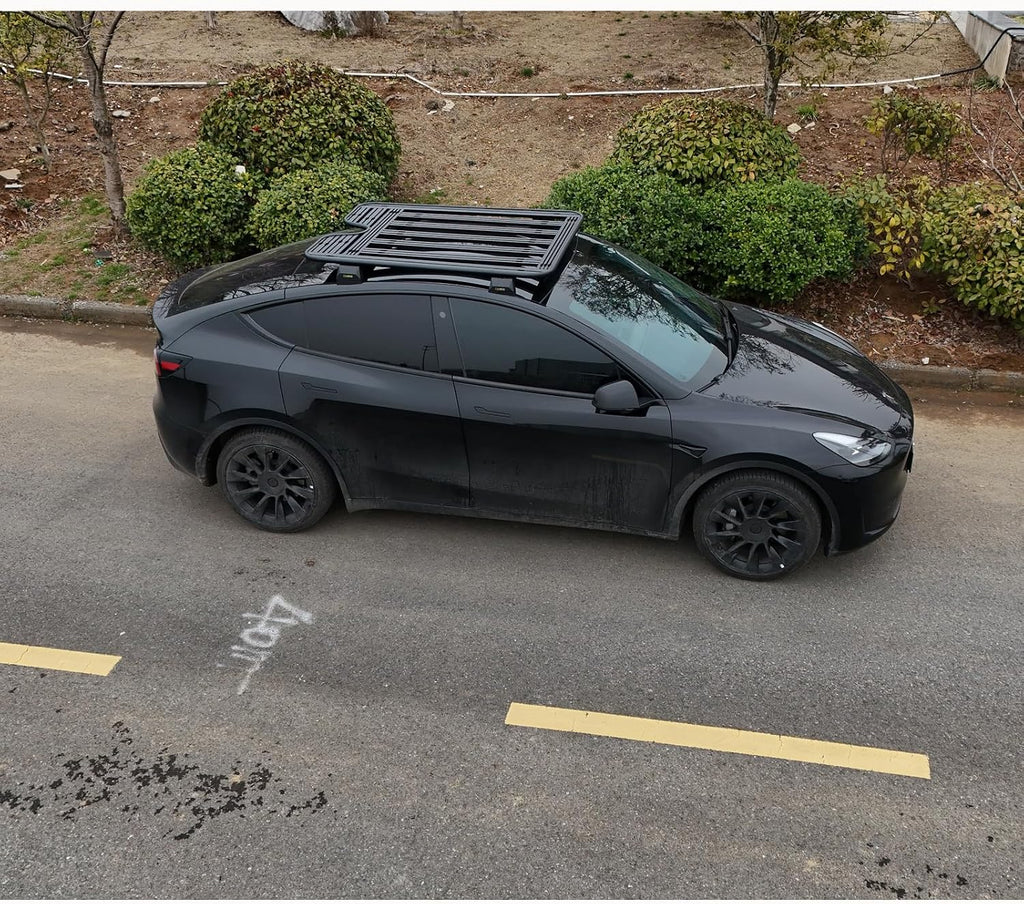 Roof Rack Platform Cargo System Fits for Tesla Model Y 2021-2024 Rooftop Cargo System Luggage Carrier Adjustable Crossbar