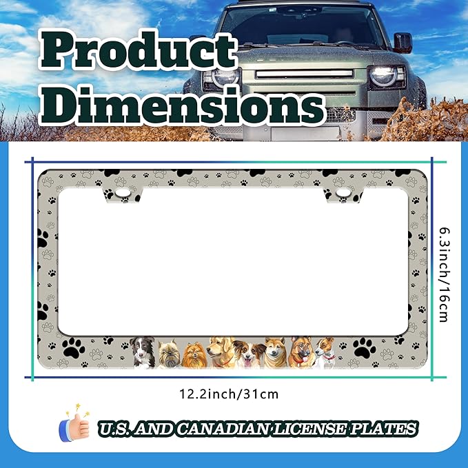 Dog License Plate Frame Pet Paw Prints Stainless Steel License Plate Holder - Image 3