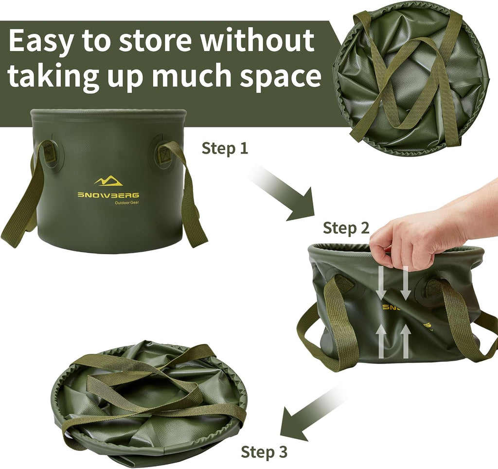 Collapsible Bucket 10L, Collapsible Bucket with Handle for Easy Portability, Car Wash Bucket Suitable for Rvs, Fishing, Car Washing, Camping (Green, 10L)