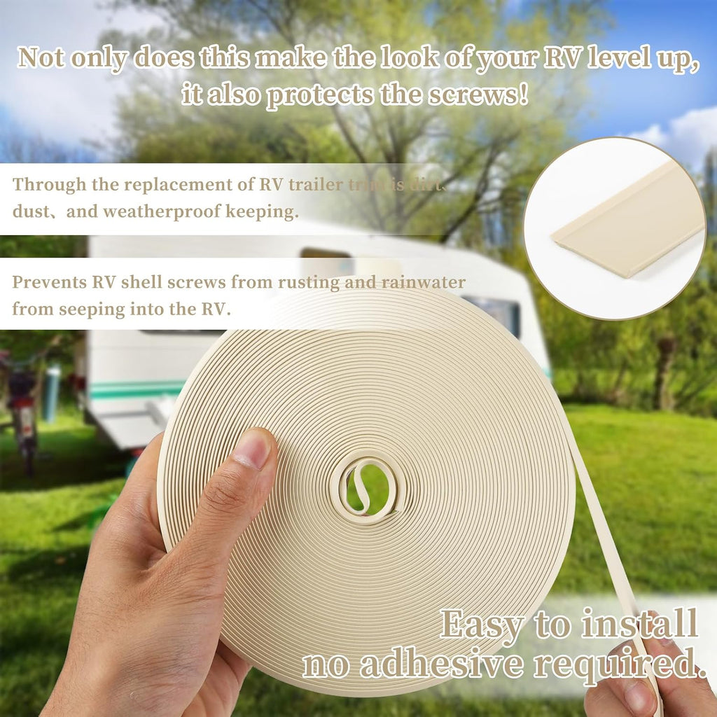 1 inch Vinyl Trim Molding Insert for RV Screw Cover Boat Camper Travel Trailer Outside Track (75 ft)