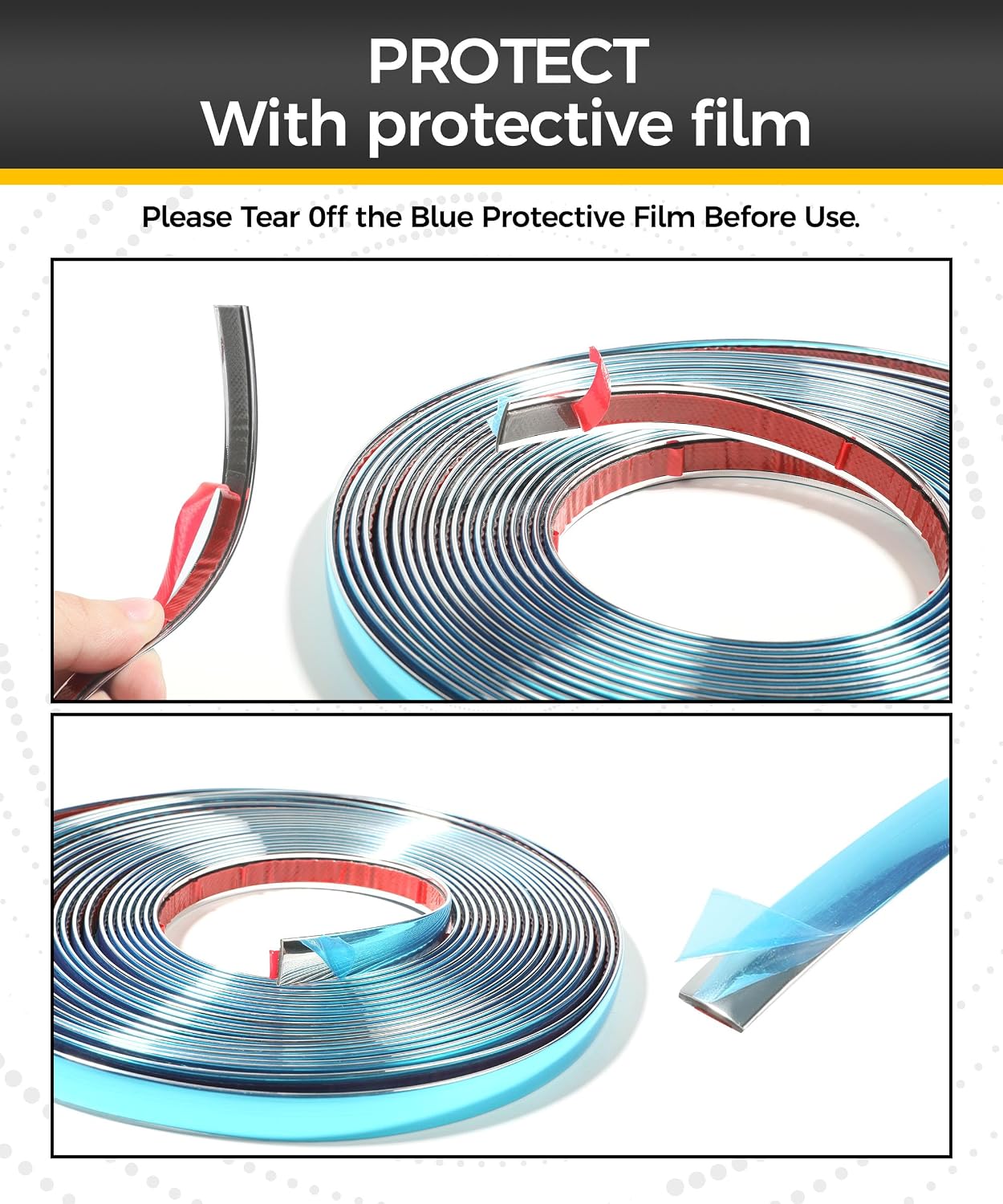 25FT Chrome Trim,Chrome Trim Molding,Car Accessories Chromes Strips for Cars,Body Side Molding Trim,Chromes Trim Tape,1/2" Automotive Trim Molding for Used on Car Bumpers,Sides,Door,Roofs