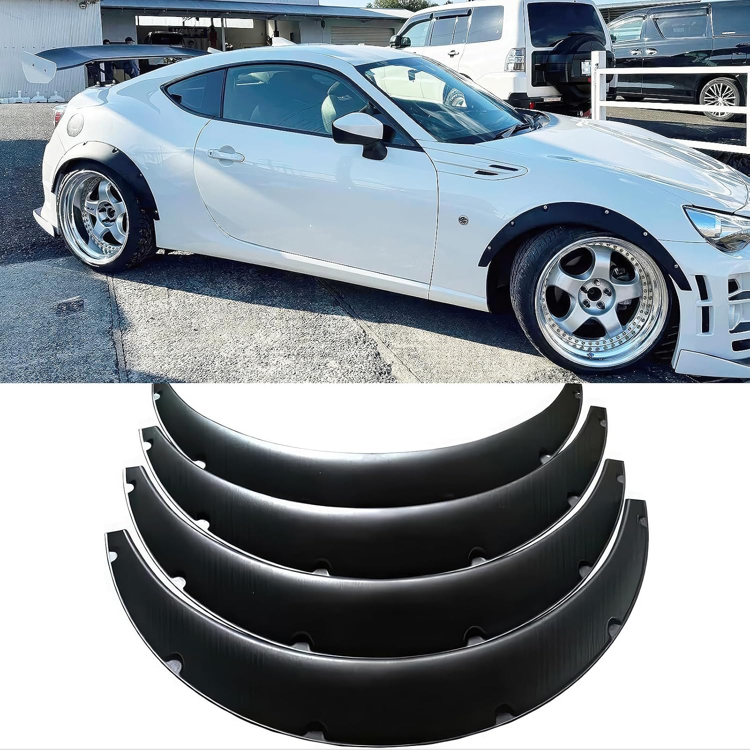 DREAMOTOR 4PCS Universal Fender Flares, 31.5 inch Length Fender Flares Wheel Arches, Car Flexible Wide Body Kit Compatible with Dodge Charger Ford Ranger Scion TC Honda Civic Accord VW Toyota Corolla