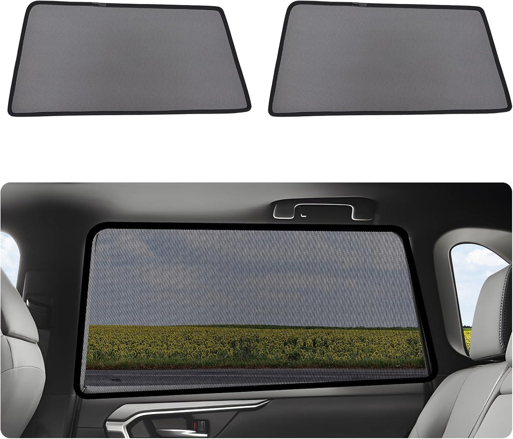 RAV4 Window Shades 2019-2024, Rear Side 2PCS Mesh Set | Custom Fit, Superior Sun Protection, Secure Magnetic Installation, Breathable Mesh, Ideal for Travel & Outdoor Adventures
