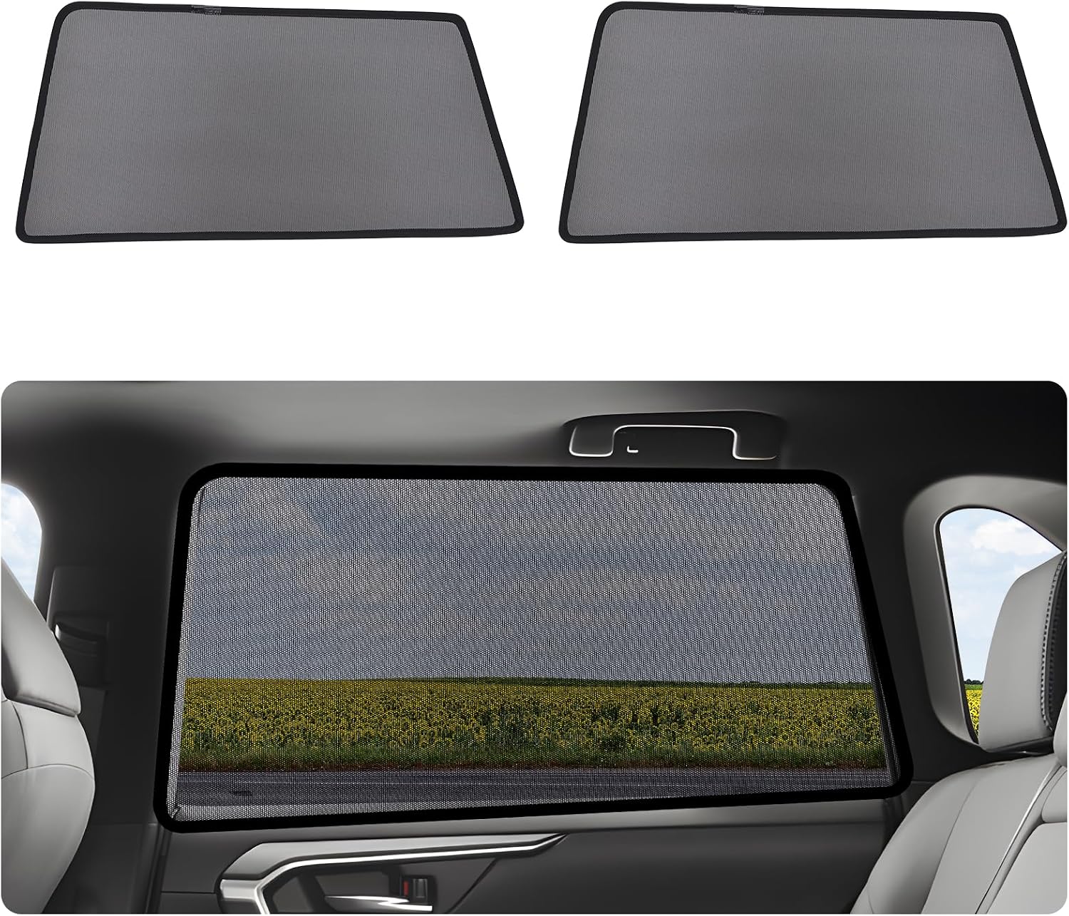 RAV4 Window Shades 2019-2024, Rear Side 2PCS Mesh Set | Custom Fit, Superior Sun Protection, Secure Magnetic Installation, Breathable Mesh, Ideal for Travel & Outdoor Adventures