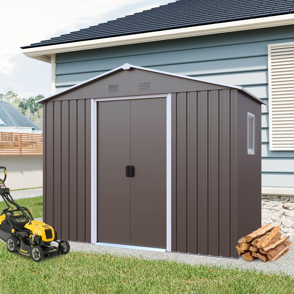 4x8 FT Outdoor Storage Shed, Metal Garden Shed