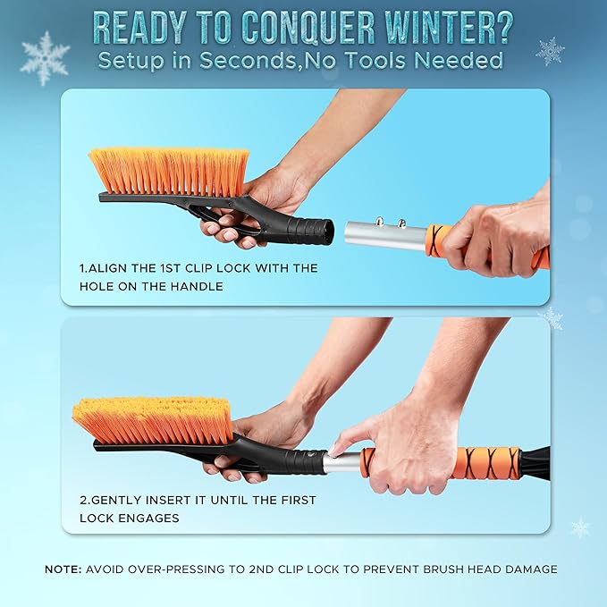 EcoNour 27" Aluminum Car Snow Scraper and Brush | Weaved Bristle Head - Image 6