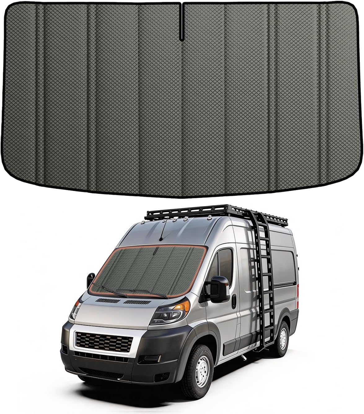 Extra-Thick Windshield Cover for Ram Promaster Van 2014-2026, Insulated Blackout Sunshade with XPE Foam & Thinsulate Cotton, AllSeasonGuard Pro