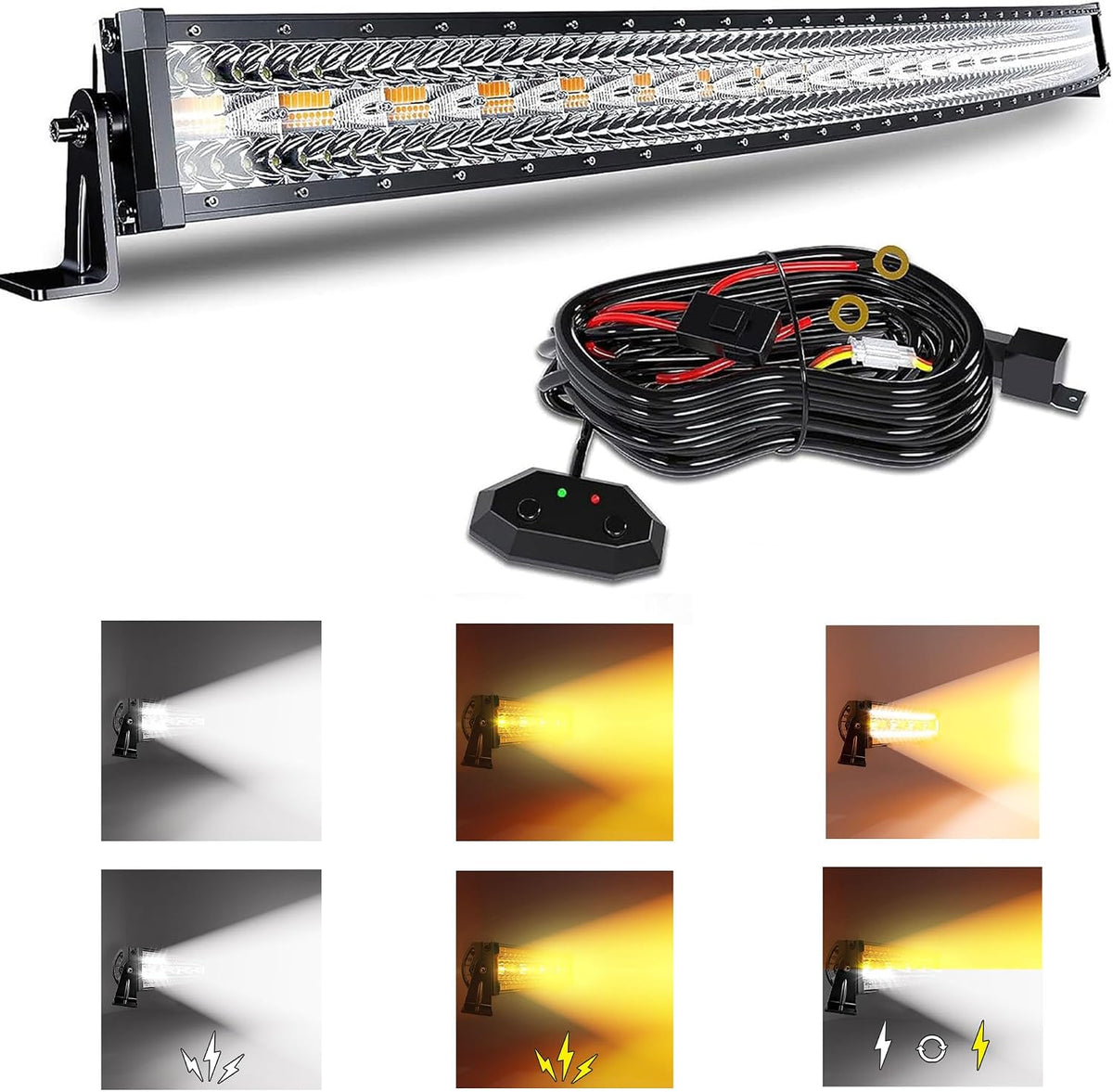 52inch 300w curved led light bar white/amber flasing, main product view