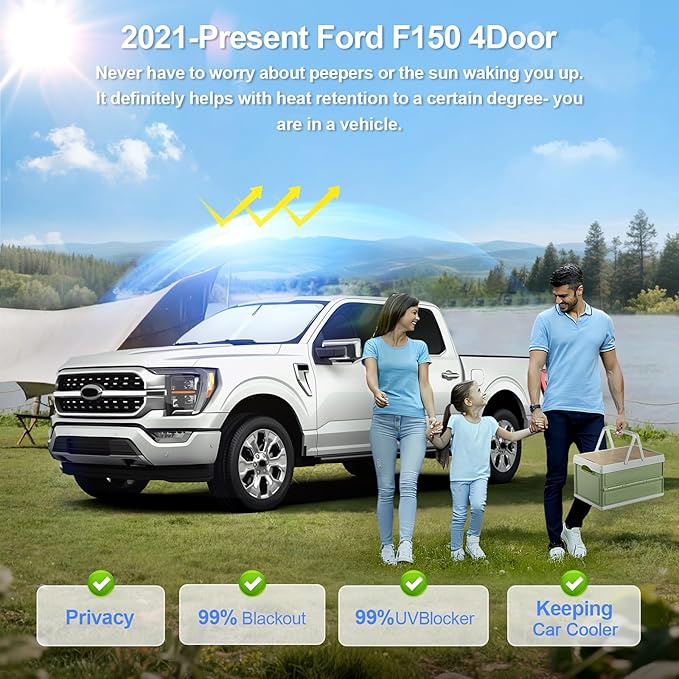 6pcs Car Window Shades for Ford F150 4Door 2021-Present Accessories, Windshield - Image 2