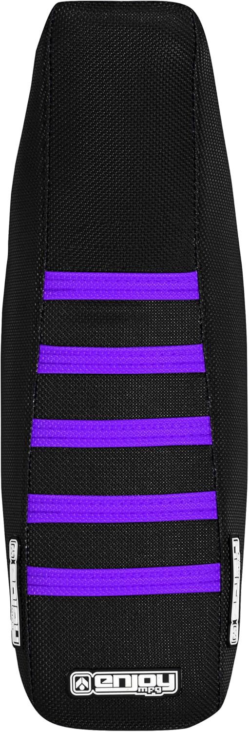 Enjoy Mfg Seat Cover - Compatible with Honda 2013-2018 CRF 110 CRF110 - #72 (All Black with Purple Ribs)