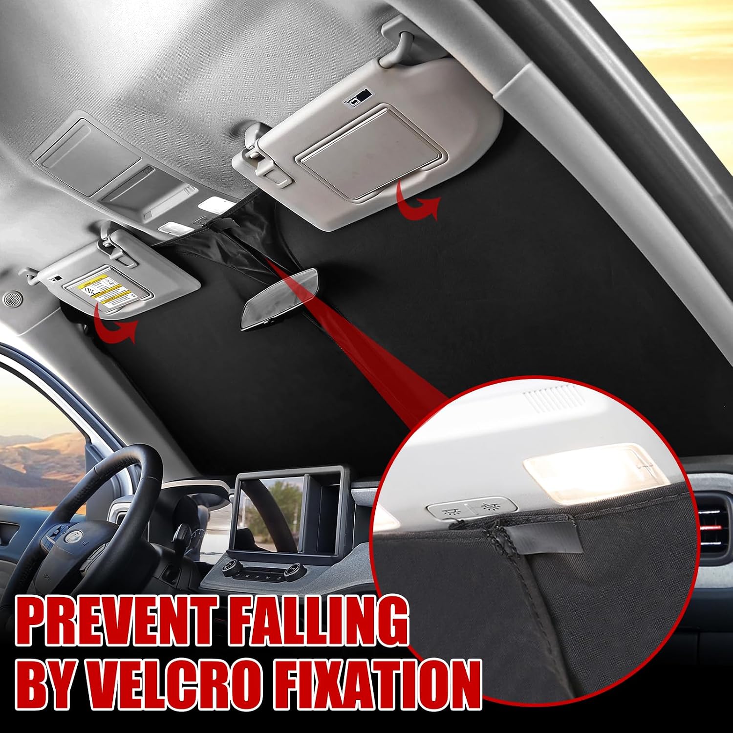 Mabett Windshield Sun Shade for Ford Maverick 2022-2025 2026, Foldable Car Front Window Sunshade, Interior Maverick Accessories for Summer