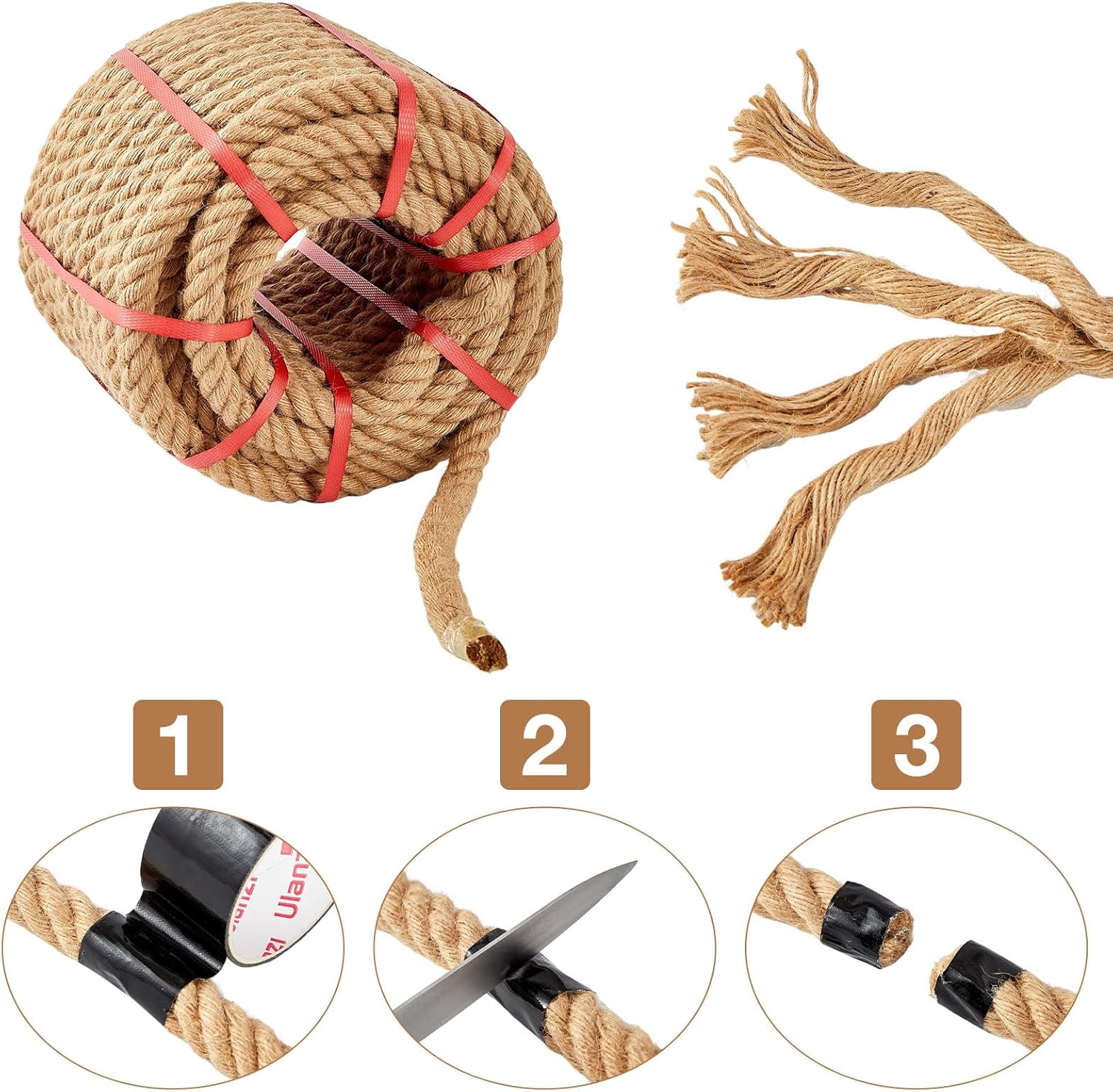 Jute Rope 1.5 Inch x 50 FT, Hemp Rope Twisted Heavy Duty, Perfect for Home Decor, Crafts, Landscaping, Cat Scratching Posts, DIY Projects