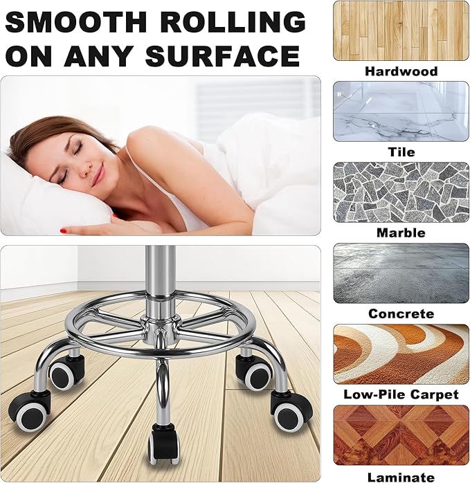 Rolling Stool, Stainless Steel Workbench, Adjustable Swivel Stool Medical 5 - Image 7