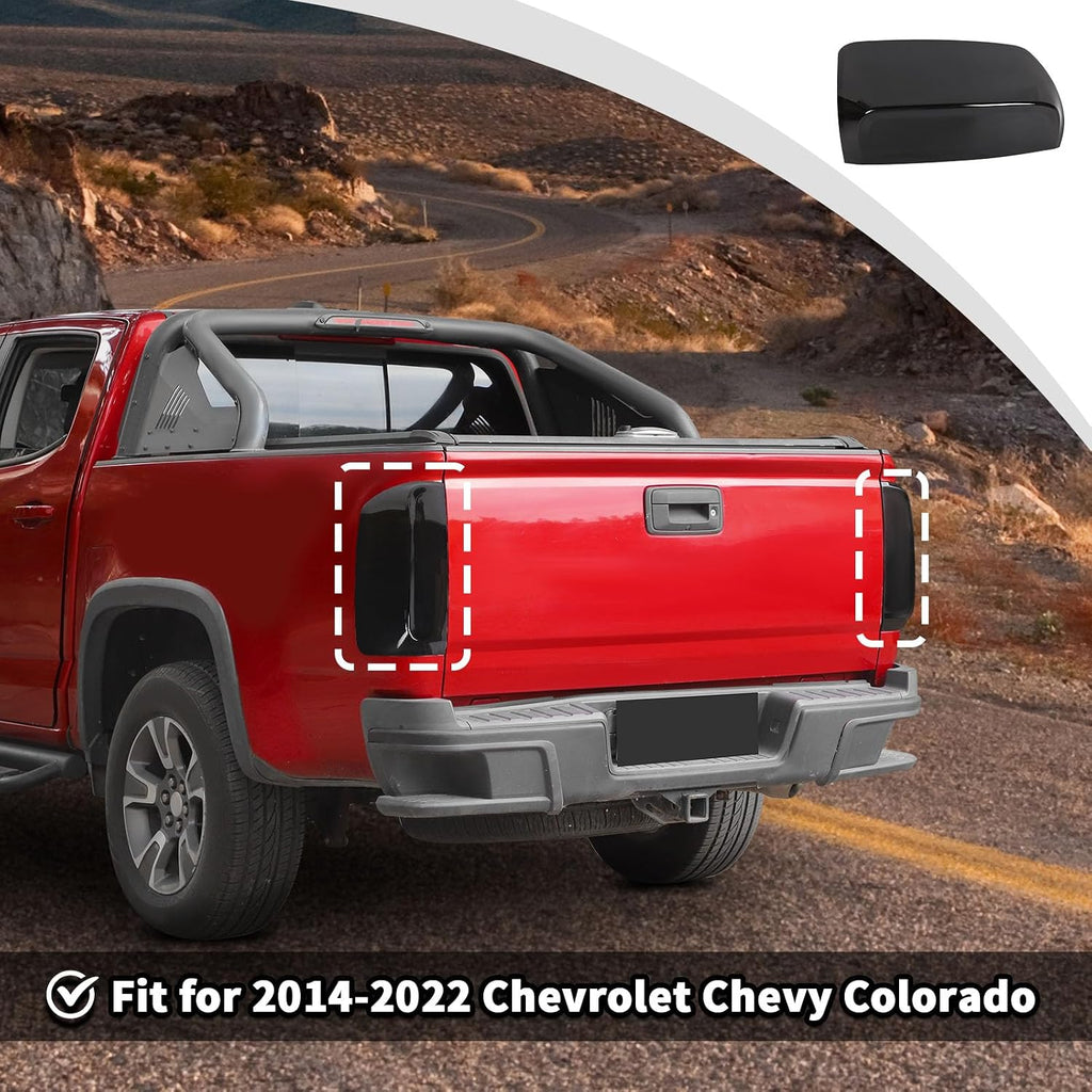 JWWY Smoked Taillight Rear Light Lamp Decor Tinted Darkened Taillight Cover Trim Fit for 2014-2022 Chevrolet Chevy Colorado Exterior Accessories 2PCS Blackened(Smoked)