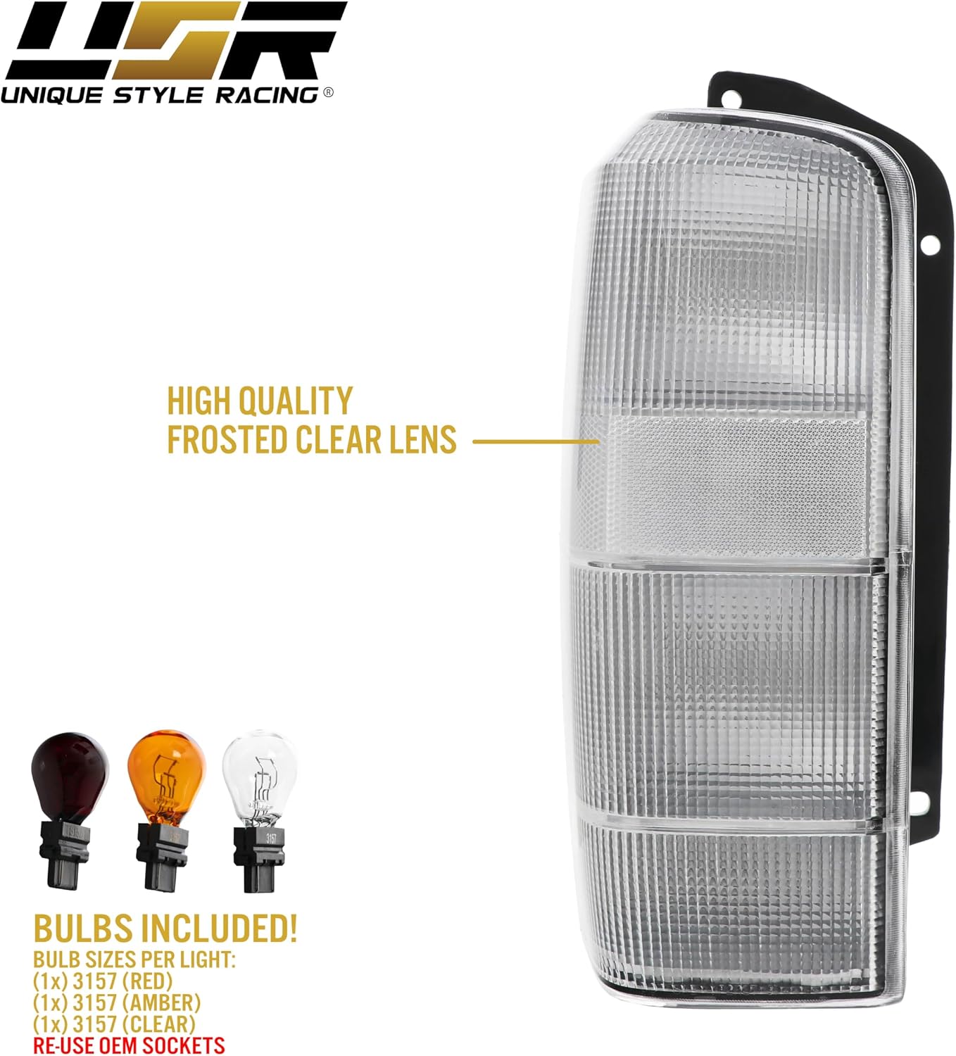 USR 97-01 Cherokee XJ Tail Light – Rear Tail Lamps Assembly (Left + Right) Pair - Compatible with 1997-2001 Jeep Cherokee XJ SUV All Models/Trims (ALL CLEAR LENS TAIL LIGHTS with x6 BULBS)