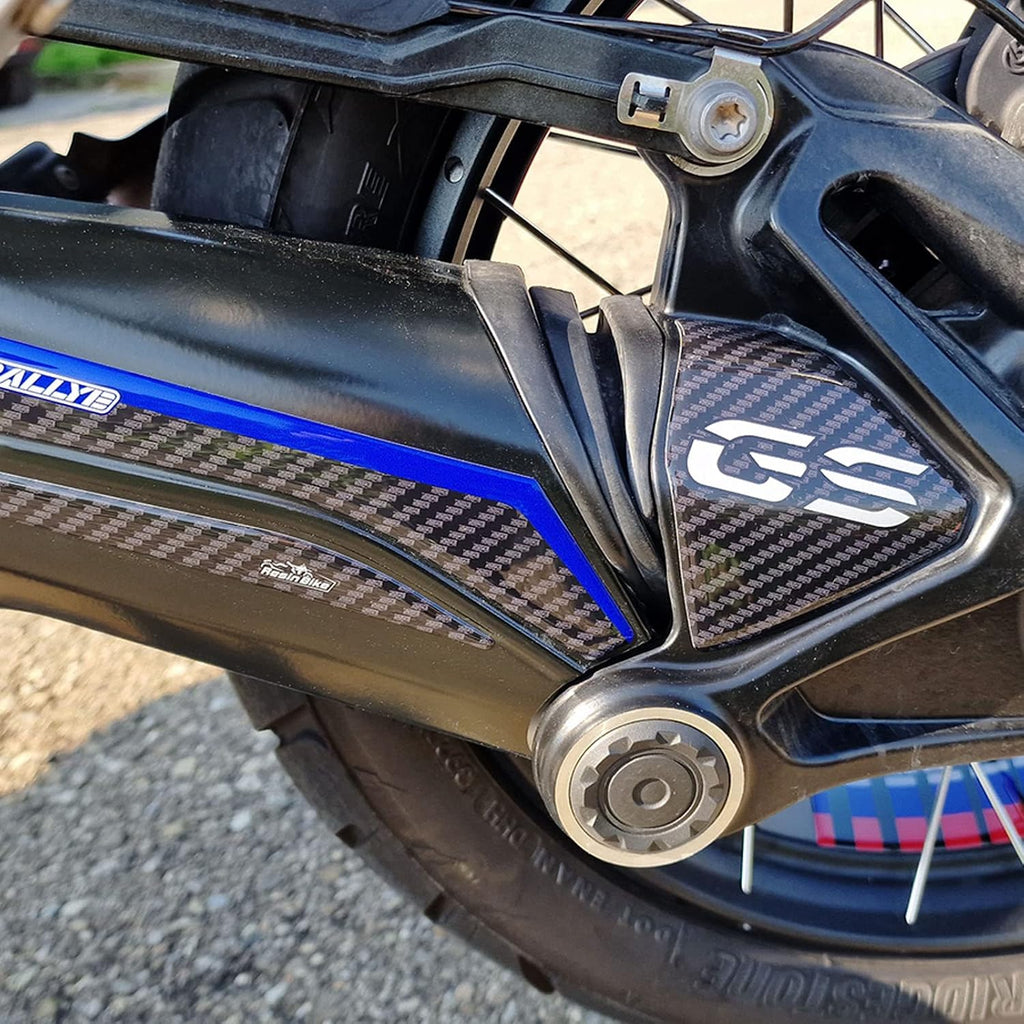 Motorcycle 3D Stickers Compatible with BMW R 1250 GS - GS Adventure 2021-2022. Swingarm Protections from Impact and Scratches. Resin Stickers - Made in Italy (Rallye)