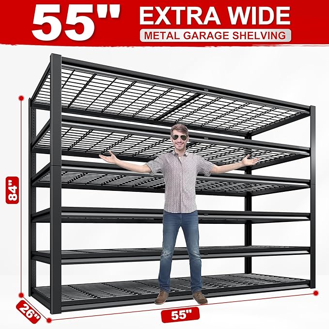 REIBII 3500LBS Garage Shelving, Adjustable Storage Shelves Heavy Duty, 6 Tier - Image 3