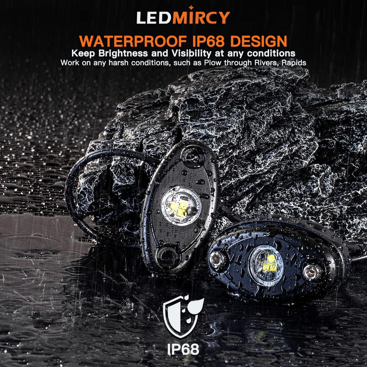 LEDMIRCY LED Rock Lights White 8PCS for Off Road Trucks RZR Boat ATV UTV SUV High Power Underbody Neon Lights Underglow Trail TRAI Rig Light Waterproof Shockproof(8PCS-White)