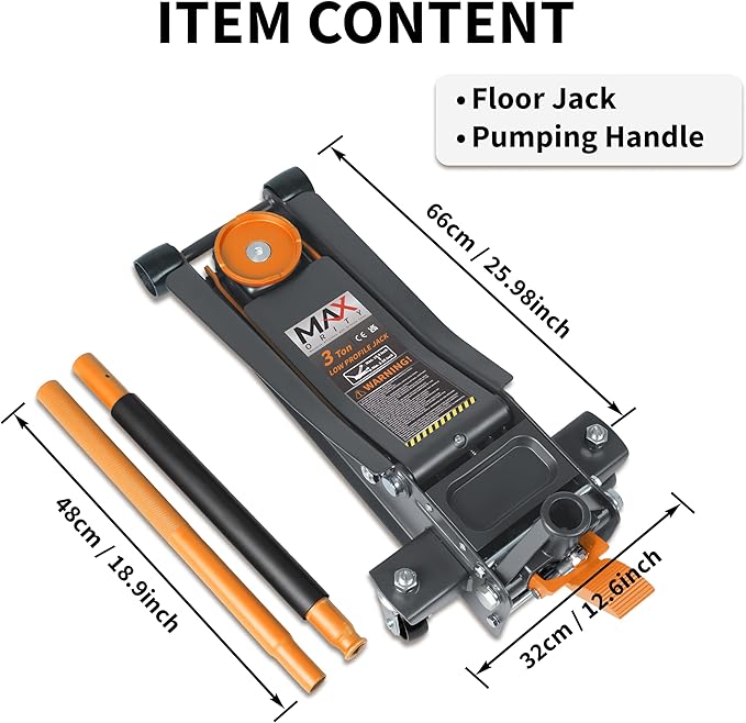 3-Ton Low-Profile Dual Pistons Heavy-Duty Steel Racing Floor Jack - Image 8