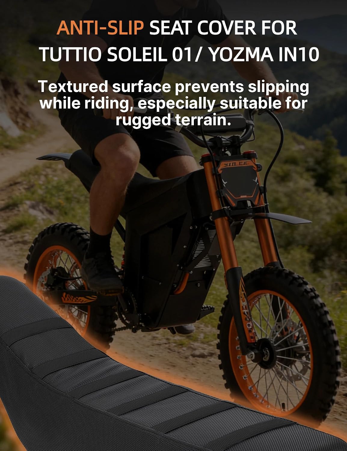 Ebike Seat Cover for Tuttio Soleil01 Electric Dirt Bike, Anti-Slip and Waterproof, Thickened Seat Cover for Yozma in 10 Electric Motorcycle, Ebike Upgraded Replacement Part, Black