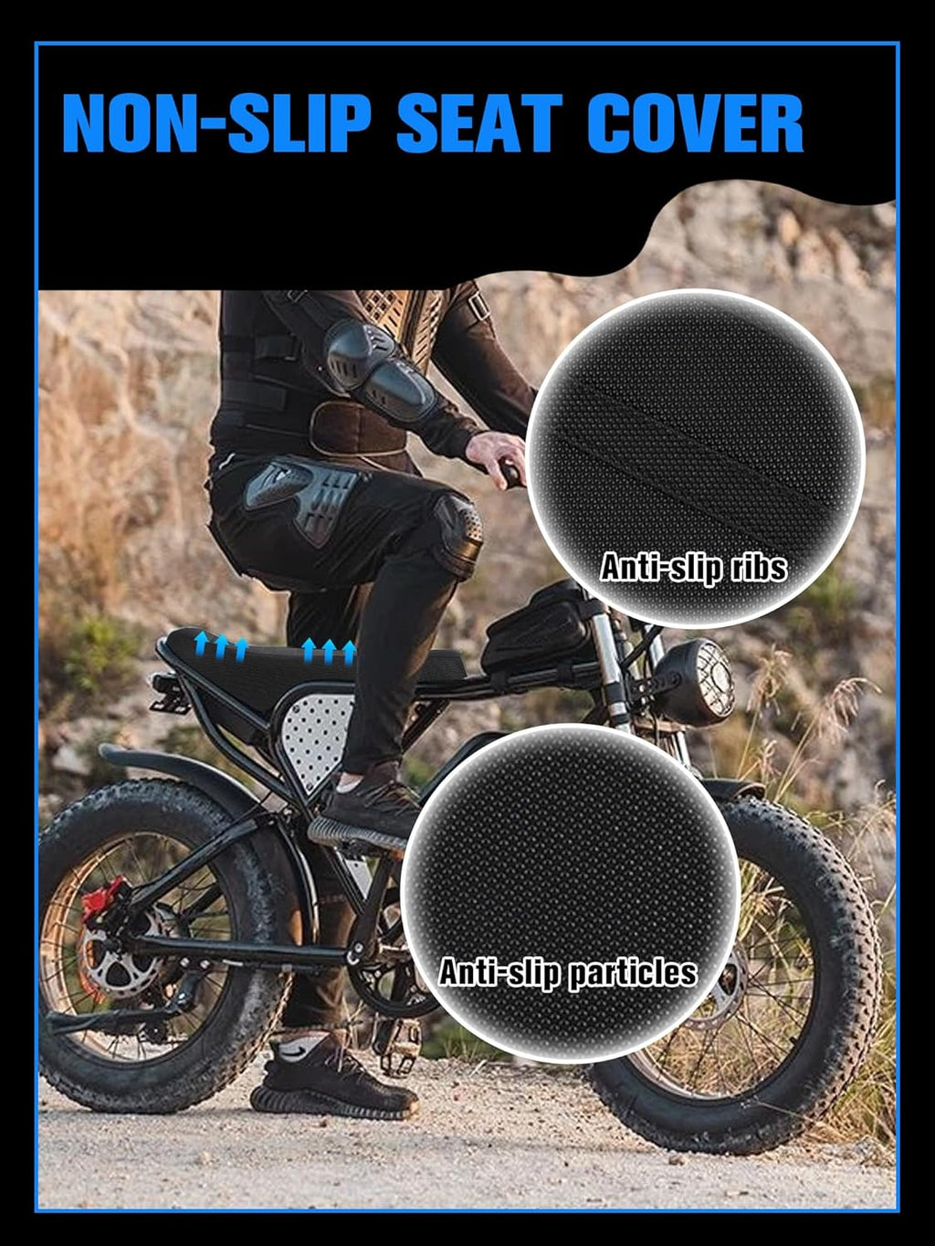 Non-Slip Seat Cover Compatible Fit for Ridstar Q20/Q20 Pro Lite EBike E-Bike, Electric Bike Soft Seat Cover Black