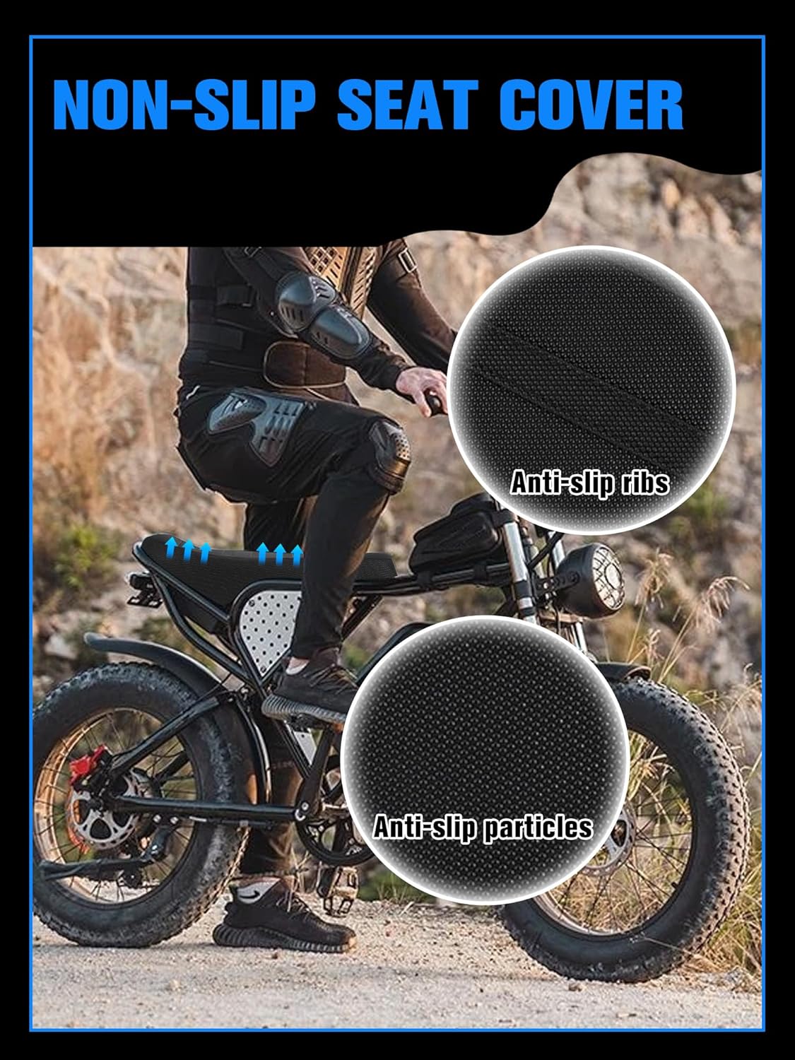 Non-Slip Seat Cover Compatible Fit for Ridstar Q20/Q20 Pro Lite EBike E-Bike, Electric Bike Soft Seat Cover Black