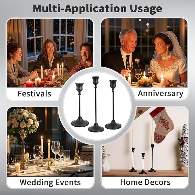CHILL RECIPE Black Candlestick Holder Tall Taper Candle Holder for Home Decor...
