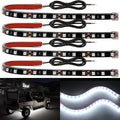 YM E-Bright Underglow LED Strip Light IP68 Waterproof 4 Pcs 12inch White | 18 SMD LED chips, DC12V low voltage, fit car, motorcycle, truck, golf cart, boat, ATV,interior & exterior decoration lighting