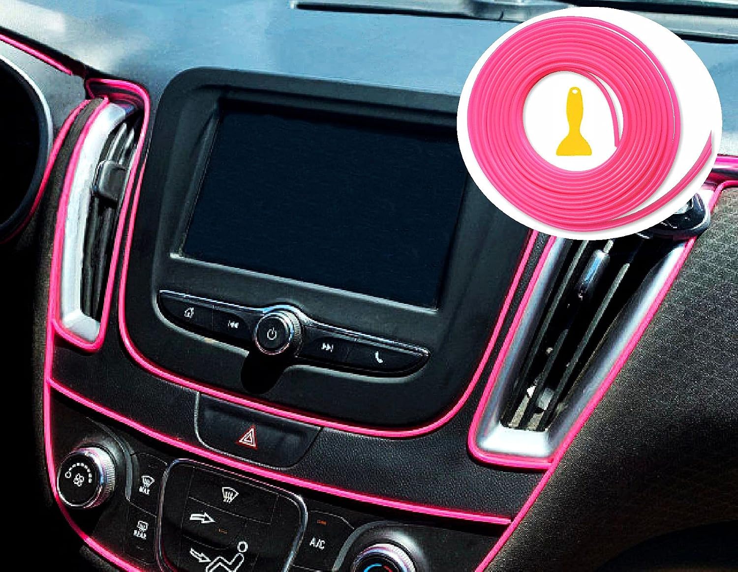 TIKUN TECH Pink Car Interior Decorative Molding Door Panel Gap Trim Strip (23Ft)