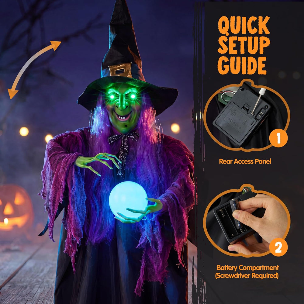 JOYIN 78" Hanging Witch Decor with Magic Ball Halloween Decorations Outd...