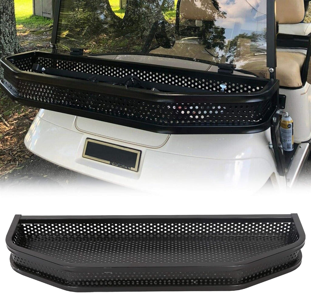 ECOTRIC Front Clay Cargo Utility Basket Compatible with EZGO TXT Golf Cart w/Mounting Brackets - NOT Fit RXV or ST Models (43.3 "X 13" X 4.3")