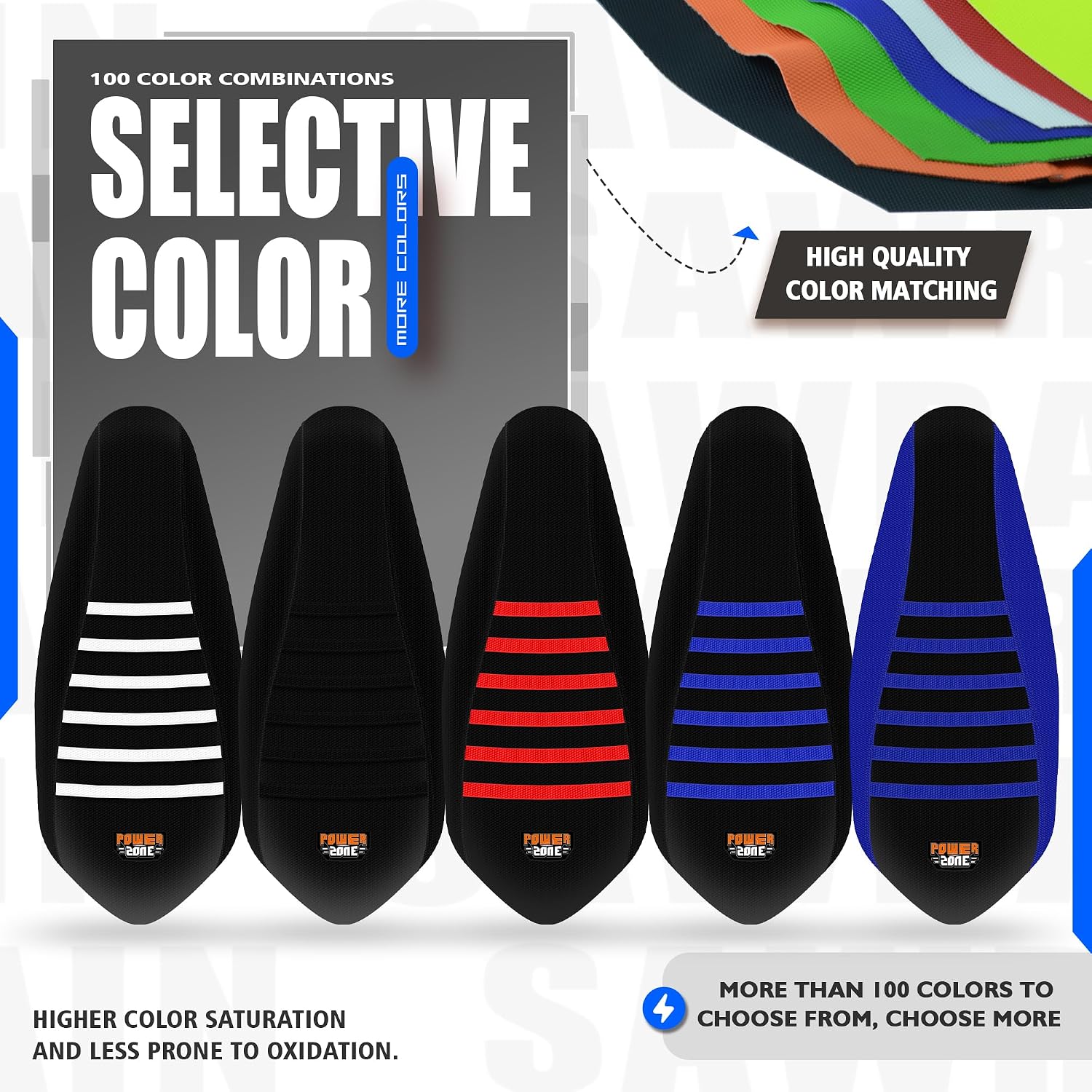 ATV Seat Cover Compatible with Raptor 700 700R, Anti-Slip Waterproof Rubber Seat Protector (Black Blue)