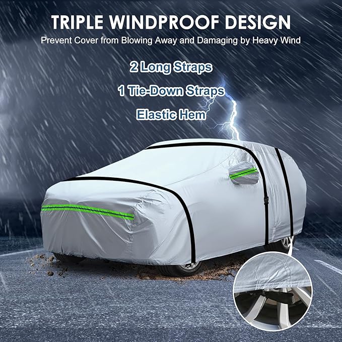AUQDD 6-Layers Premium Sedan Car Cover Waterproof All Weather Weatherproof UV - Image 6