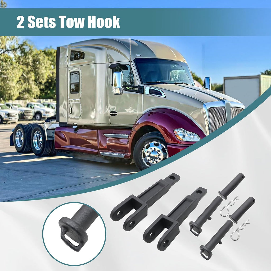 GXARTS 2 Sets Tow Hook Compatible with Kenworth Peterbilt with Pull Pins Frame Pins A20-6014 A65-6008 A65-6007