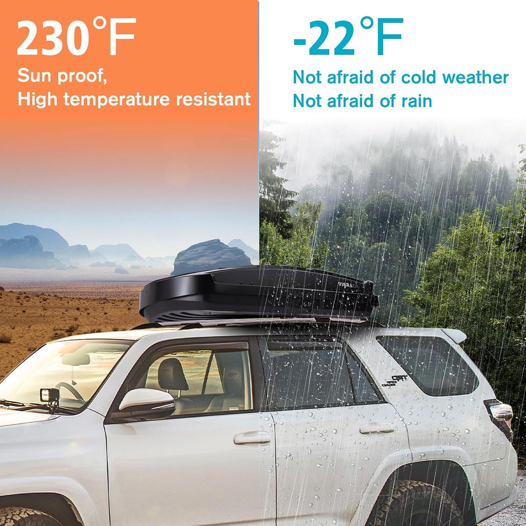Hard Shell Roof Cargo Box Carrier with Security Keys,Heavy Duty Waterproof Rooftop Storage Box,58.3 (L) x35.4 (W) x 13(H) Inches,15.5 Cubic Feet (Tool-Free Install),Dual Side Opening,Black