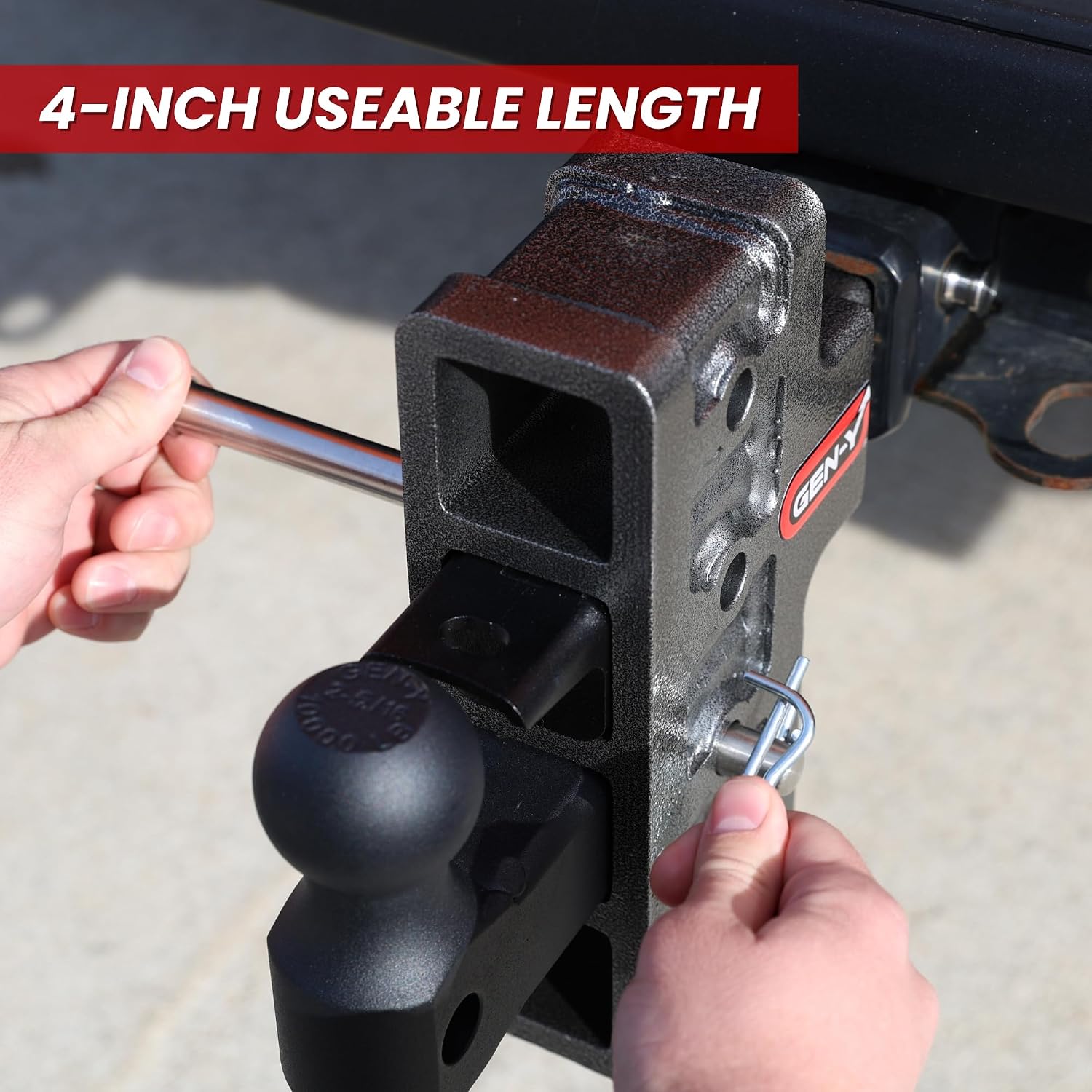 GEN-Y GH-099 5/8" Hitch Pin, 4" Useable Length with Self-Locking Twist Clip