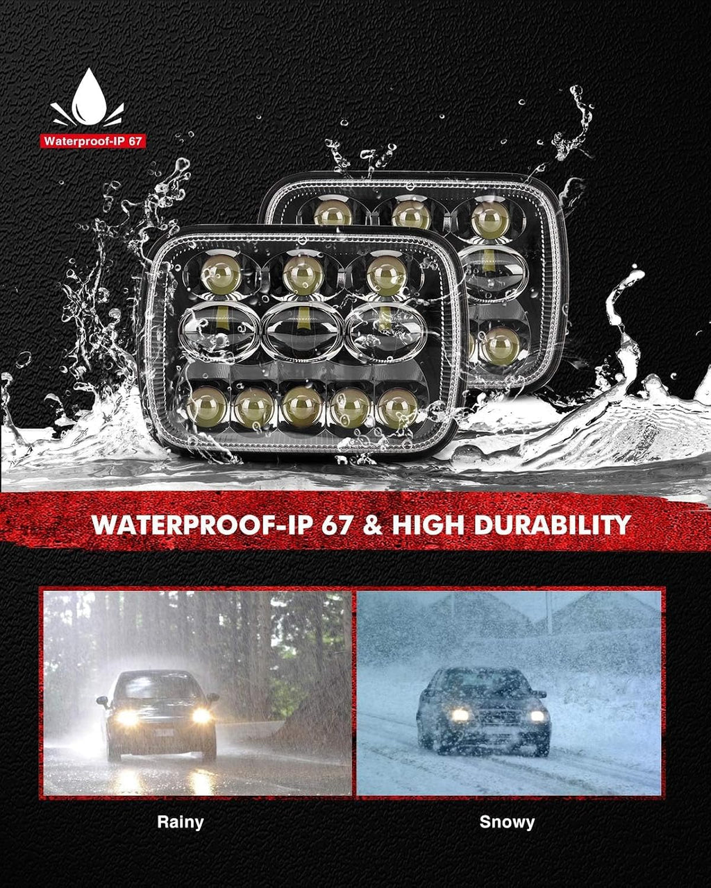 Torchbeam 5x7 Led Headlights 7x6 Headlight Assembly with High Low Beam H6054 6054 Headlamp Replacement for XJ YJ Cherokee Savana Truck with H4 Adapters 300% Brighter