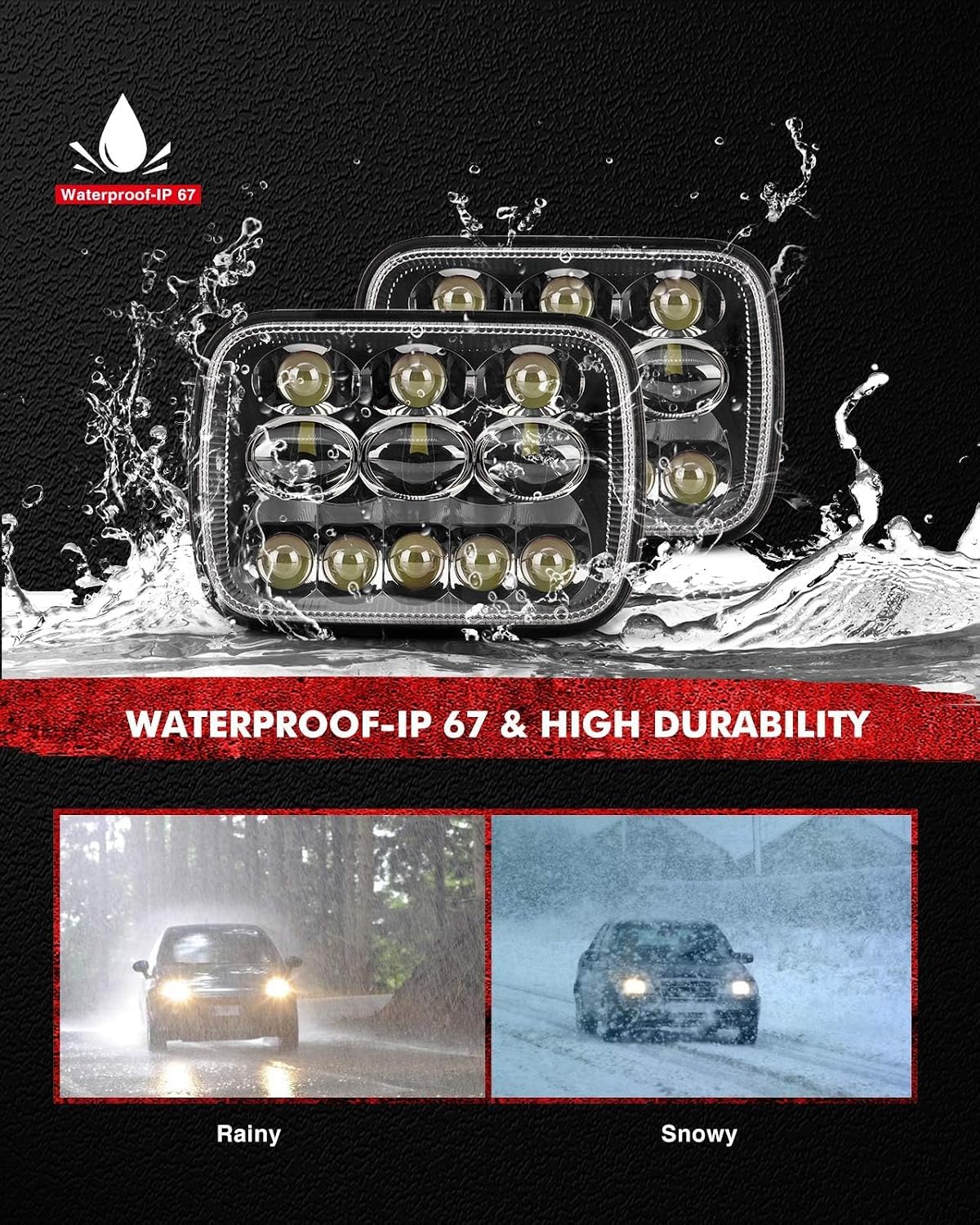 Torchbeam 5x7 Led Headlights 7x6 Headlight Assembly with High Low Beam H6054 6054 Headlamp Replacement for XJ YJ Cherokee Savana Truck with H4 Adapters 300% Brighter