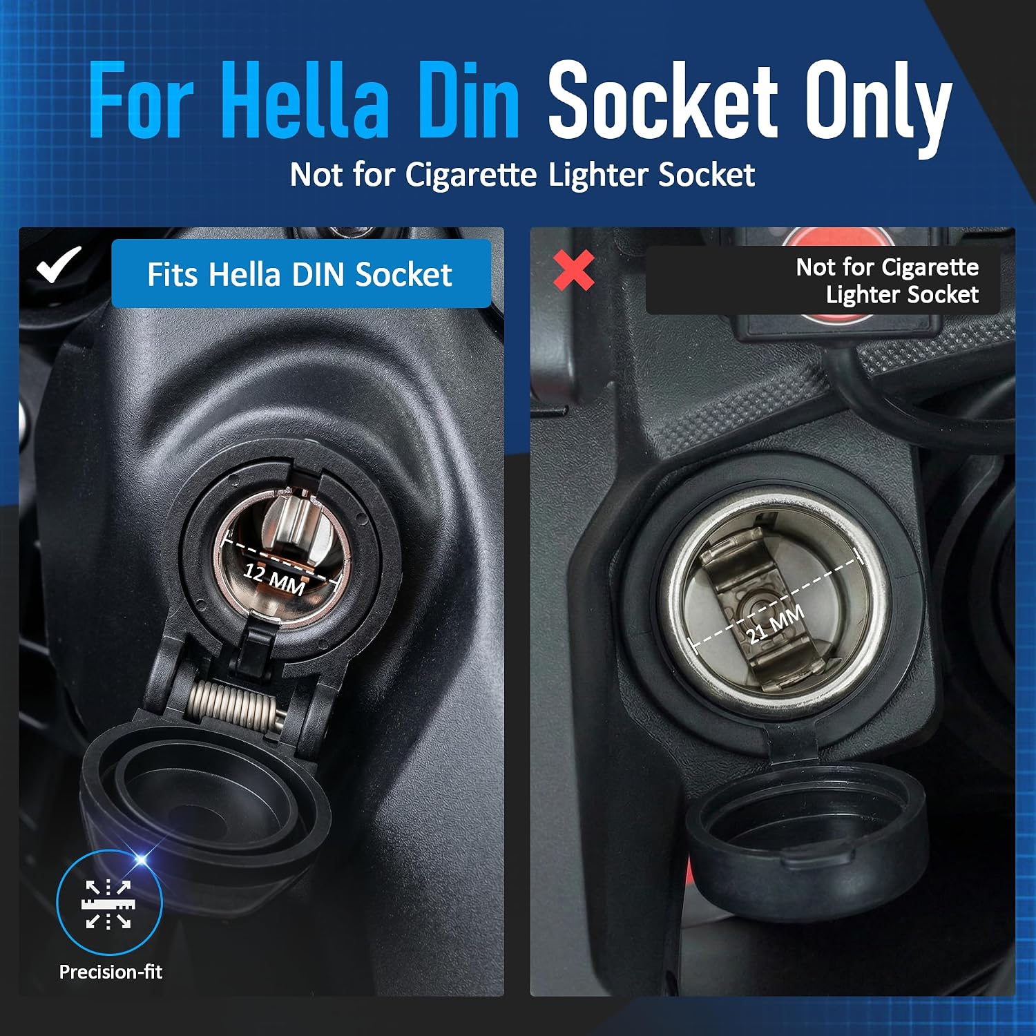 Cliff Top Hella DIN USB-C Charger Compatible with BMW Triumph Motorcycles | 6A 36W total, USB-C PD 18W, USB-A QC3.0 18W, Hella DIN plug, compatible with BMW Triumph DIN sockets, phone/GPS