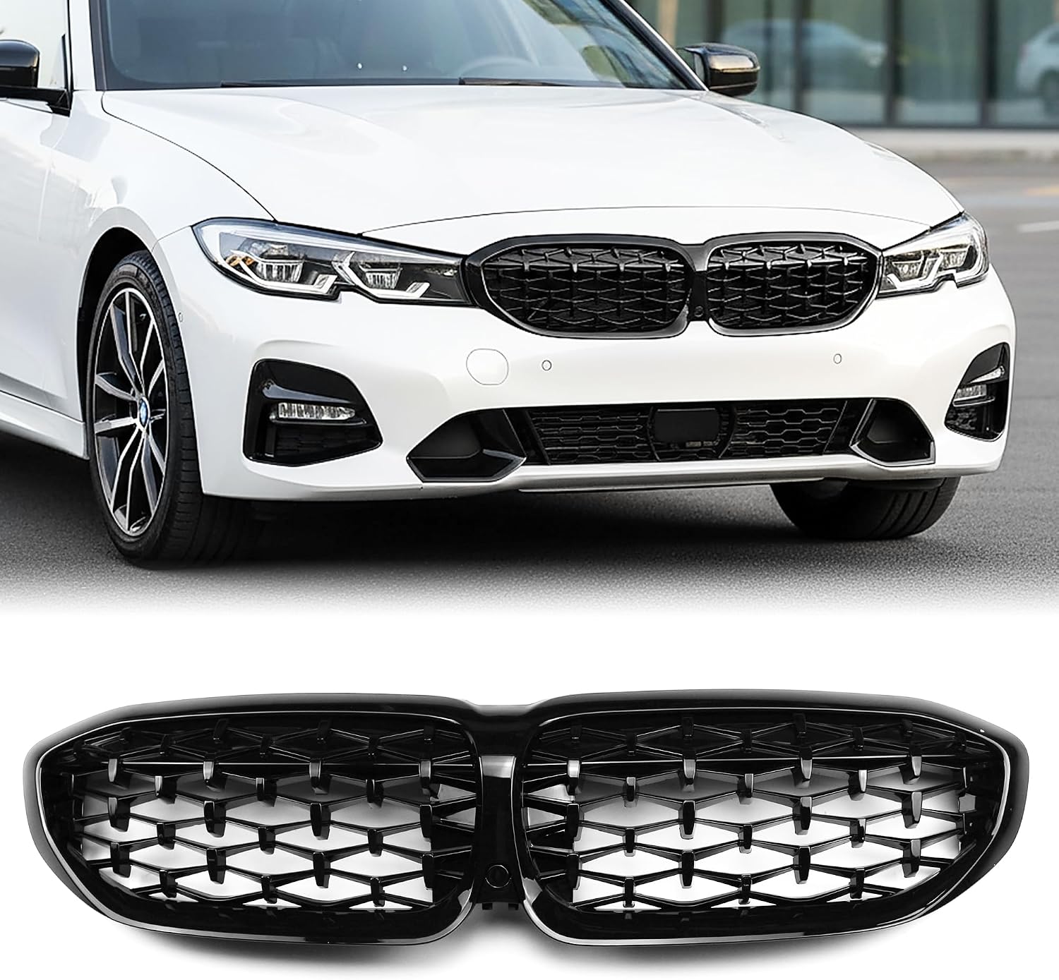 G20 Black Kidney Grill for BMW 2019-2022 3 Series G20 330i 340i | 3 Series G20 316i 318i 320i 328i 330i 335i 340i, Black Grille Black Diamond